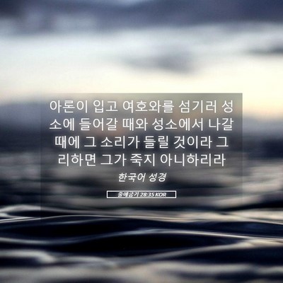 Picture 05 - 출애굽기 28:35 KOR - 아론이 입고 여호와를 섬기러 성소에 - Bible Verse Picture