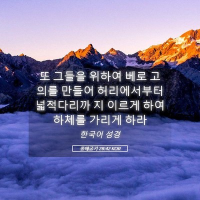 Picture 05 - 출애굽기 28:42 KOR - 또 그들을 위하여 베로 고의를 - Bible Verse Picture