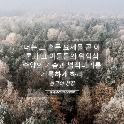 Picture 05 - 출애굽기 29:27 KOR - 너는 그 흔든 요제물 곧 아론과 그 - Bible Verse Picture