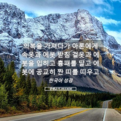 Picture 05 - 출애굽기 29:5 KOR - 의복을 가져다가 아론에게 속옷과 - Bible Verse Picture
