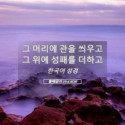 Picture 05 - 출애굽기 29:6 KOR - 그 머리에 관을 씌우고 그 위에 - Bible Verse Picture