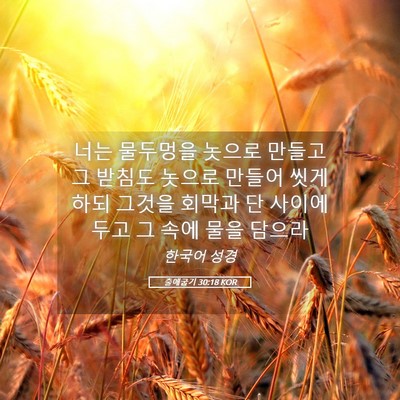 Picture 05 - 출애굽기 30:18 KOR - 너는 물두멍을 놋으로 만들고 그 - Bible Verse Picture