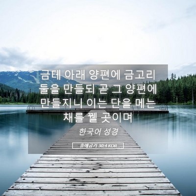 Picture 05 - 출애굽기 30:4 KOR - 금테 아래 양편에 금고리 둘을 - Bible Verse Picture