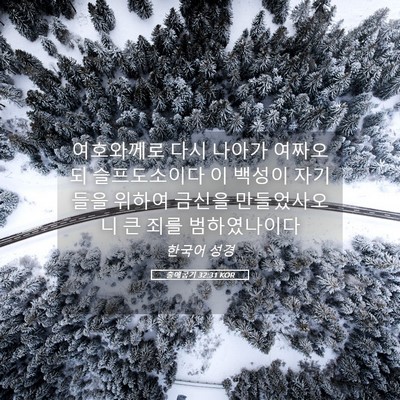 Picture 05 - 출애굽기 32:31 KOR - 여호와께로 다시 나아가 여짜오되 - Bible Verse Picture