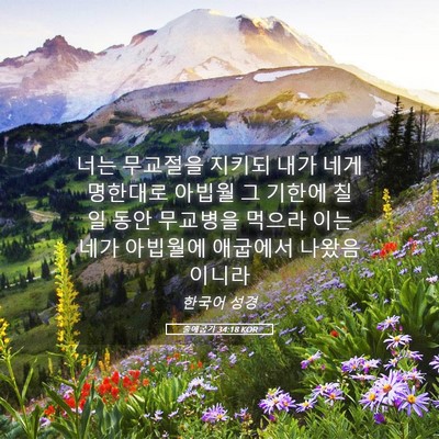 Picture 05 - 출애굽기 34:18 KOR - 너는 무교절을 지키되 내가 네게 - Bible Verse Picture