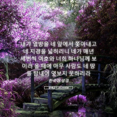 Picture 05 - 출애굽기 34:24 KOR - 내가 열방을 네 앞에서 쫓아내고 네 - Bible Verse Picture