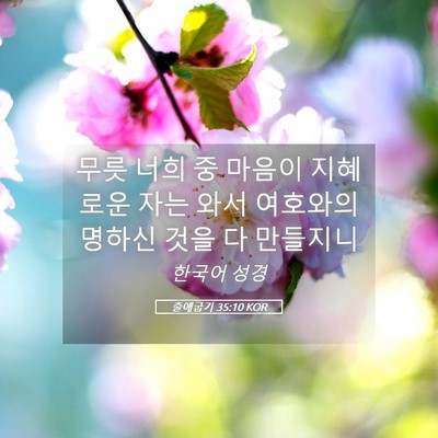 Picture 05 - 출애굽기 35:10 KOR - 무릇 너희 중 마음이 지혜로운 자는 - Bible Verse Picture
