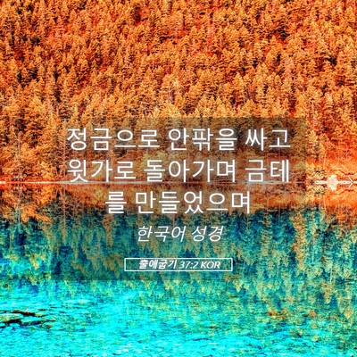 Picture 05 - 출애굽기 37:2 KOR - 정금으로 안팎을 싸고 윗가로 - Bible Verse Picture