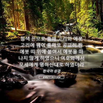 Picture 05 - 출애굽기 39:21 KOR - 청색 끈으로 흉패 고리와 에봇 - Bible Verse Picture