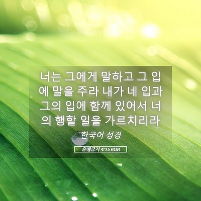 Picture 05 - 출애굽기 4:15 KOR - 너는 그에게 말하고 그 입에 말을 - Bible Verse Picture