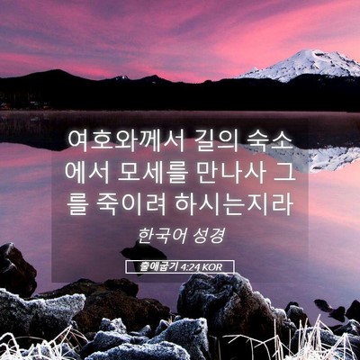 Picture 05 - 출애굽기 4:24 KOR - 여호와께서 길의 숙소에서 모세를 - Bible Verse Picture