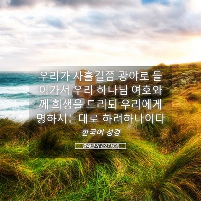 Picture 05 - 출애굽기 8:27 KOR - 우리가 사흘길쯤 광야로 들어가서 - Bible Verse Picture