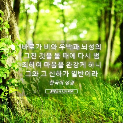 Picture 05 - 출애굽기 9:34 KOR - 바로가 비와 우박과 뇌성의 그친 - Bible Verse Picture