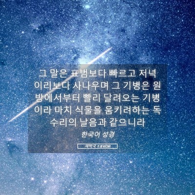 Picture 05 - 하박국 1:8 KOR - 그 말은 표범보다 빠르고 저녁 - Bible Verse Picture
