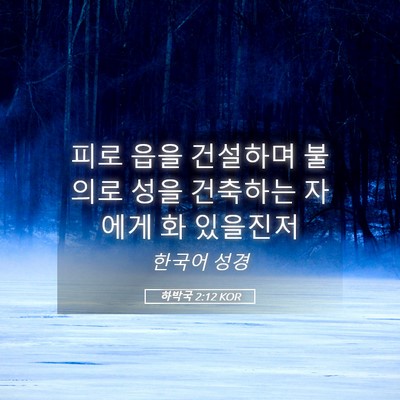 Picture 05 - 하박국 2:12 KOR - 피로 읍을 건설하며 불의로 성을 - Bible Verse Picture