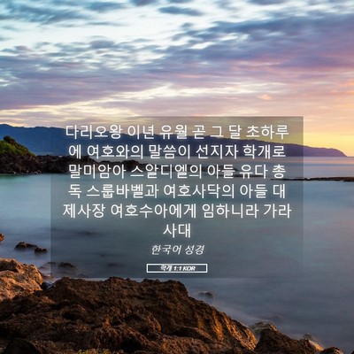 Picture 05 - 학개 1:1 KOR - 다리오왕 이년 유월 곧 그 달 - Bible Verse Picture