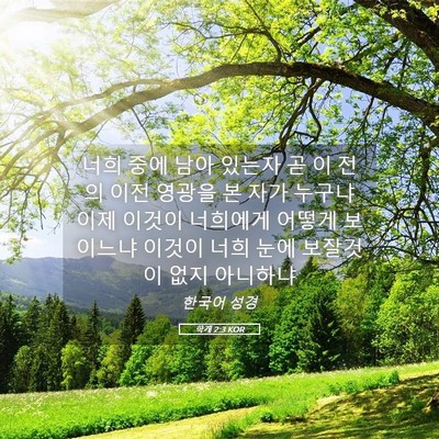 Picture 05 - 학개 2:3 KOR - 너희 중에 남아 있는자 곧 이 전의 - Bible Verse Picture