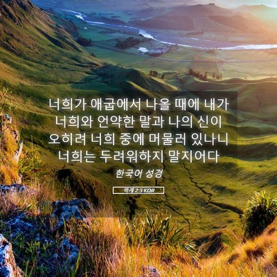 Picture 05 - 학개 2:5 KOR - 너희가 애굽에서 나올 때에 내가 - Bible Verse Picture