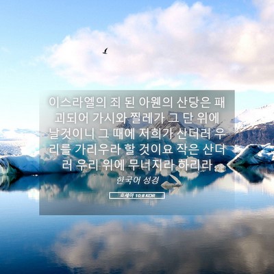 Picture 05 - 호세아 10:8 KOR - 이스라엘의 죄 된 아웬의 산당은 - Bible Verse Picture