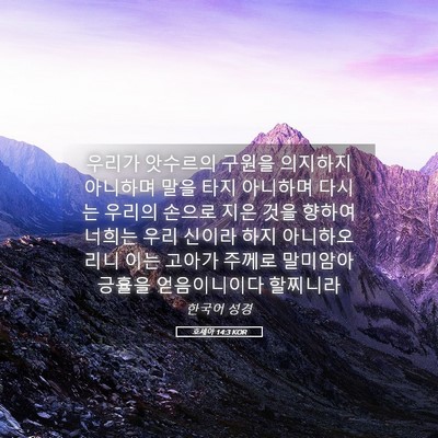 Picture 05 - 호세아 14:3 KOR - 우리가 앗수르의 구원을 의지하지 - Bible Verse Picture