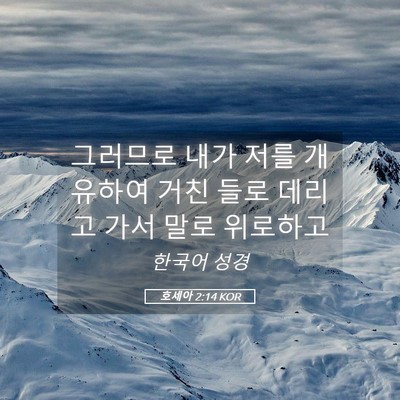 Picture 05 - 호세아 2:14 KOR - 그러므로 내가 저를 개유하여 거친 - Bible Verse Picture