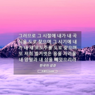 Picture 05 - 호세아 2:9 KOR - 그러므로 그 시절에 내가 내 곡식을 - Bible Verse Picture