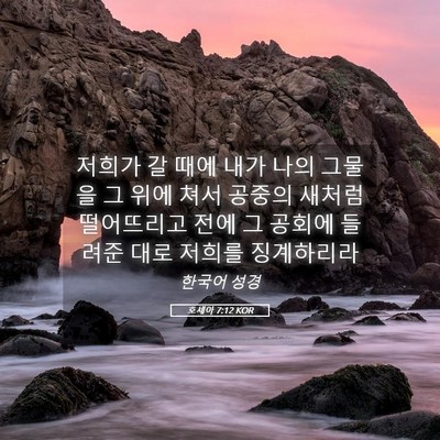 Picture 05 - 호세아 7:12 KOR - 저희가 갈 때에 내가 나의 그물을 그 - Bible Verse Picture