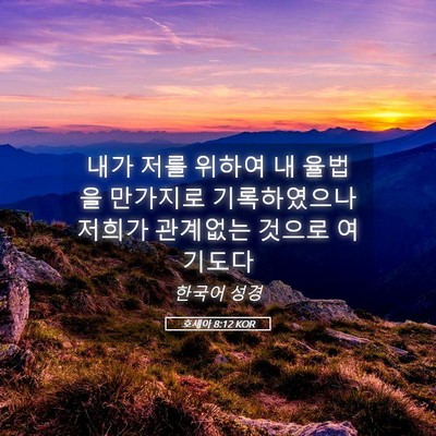 Picture 05 - 호세아 8:12 KOR - 내가 저를 위하여 내 율법을 - Bible Verse Picture