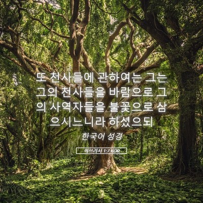 Picture 05 - 히브리서 1:7 KOR - 또 천사들에 관하여는 그는 그의 - Bible Verse Picture