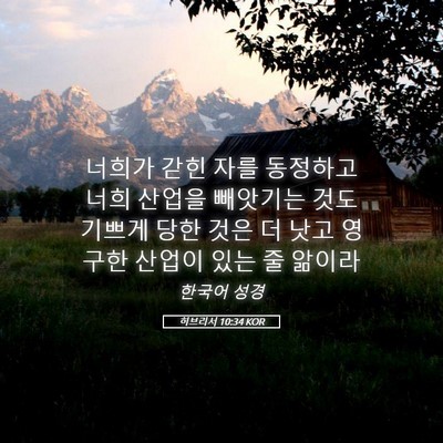 Picture 05 - 히브리서 10:34 KOR - 너희가 갇힌 자를 동정하고 너희 - Bible Verse Picture