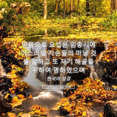 Picture 05 - 히브리서 11:22 KOR - 믿음으로 요셉은 임종시에 이스라엘 - Bible Verse Picture