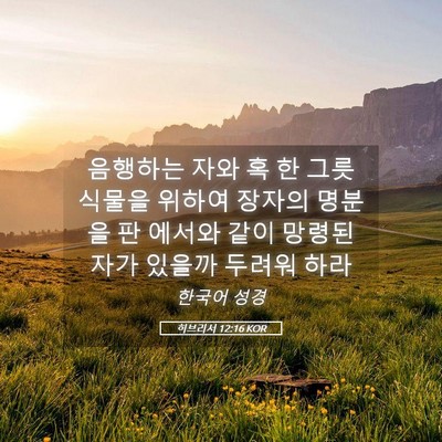 Picture 05 - 히브리서 12:16 KOR - 음행하는 자와 혹 한 그릇 식물을 - Bible Verse Picture