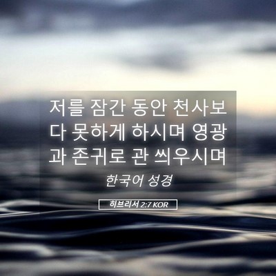 Picture 05 - 히브리서 2:7 KOR - 저를 잠간 동안 천사보다 못하게 - Bible Verse Picture