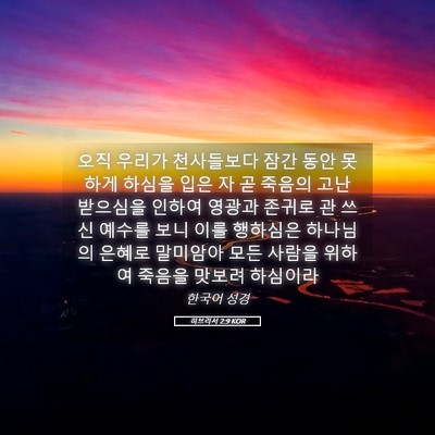 Picture 05 - 히브리서 2:9 KOR - 오직 우리가 천사들보다 잠간 동안 - Bible Verse Picture