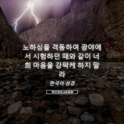 Picture 05 - 히브리서 3:8 KOR - 노하심을 격동하여 광야에서 - Bible Verse Picture