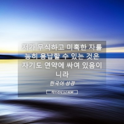Picture 05 - 히브리서 5:2 KOR - 저가 무식하고 미혹한 자를 능히 - Bible Verse Picture