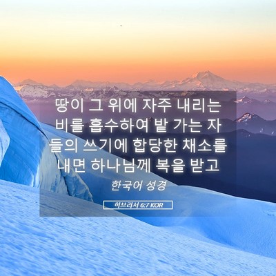 Picture 05 - 히브리서 6:7 KOR - 땅이 그 위에 자주 내리는 비를 - Bible Verse Picture