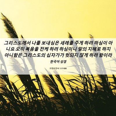 Picture 06 - 고린도전서 1:17 KOR - 그리스도께서 나를 보내심은 세례를 - Bible Verse Picture