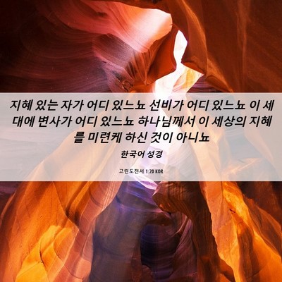 Picture 06 - 고린도전서 1:20 KOR - 지혜 있는 자가 어디 있느뇨 선비가 - Bible Verse Picture