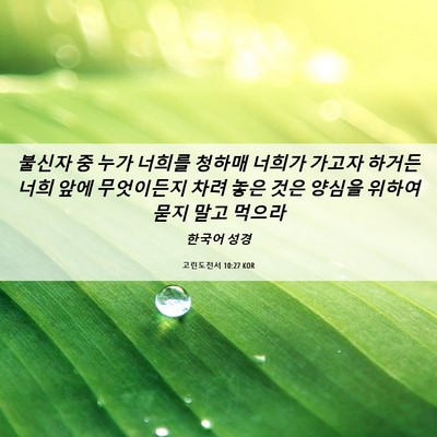 Picture 06 - 고린도전서 10:27 KOR - 불신자 중 누가 너희를 청하매 - Bible Verse Picture
