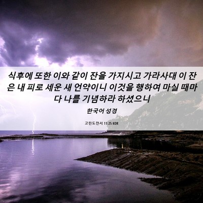Picture 06 - 고린도전서 11:25 KOR - 식후에 또한 이와 같이 잔을 - Bible Verse Picture
