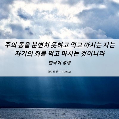 Picture 06 - 고린도전서 11:29 KOR - 주의 몸을 분변치 못하고 먹고 - Bible Verse Picture