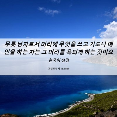 Picture 06 - 고린도전서 11:4 KOR - 무릇 남자로서 머리에 무엇을 쓰고 - Bible Verse Picture
