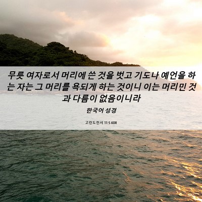 Picture 06 - 고린도전서 11:5 KOR - 무릇 여자로서 머리에 쓴 것을 벗고 - Bible Verse Picture