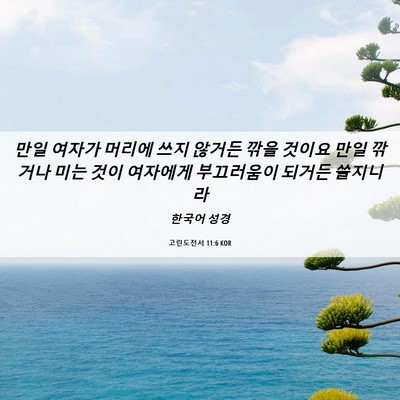 Picture 06 - 고린도전서 11:6 KOR - 만일 여자가 머리에 쓰지 않거든 - Bible Verse Picture