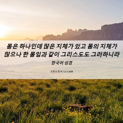 Picture 06 - 고린도전서 12:12 KOR - 몸은 하나인데 많은 지체가 있고 - Bible Verse Picture
