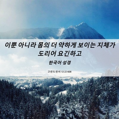 Picture 06 - 고린도전서 12:22 KOR - 이뿐 아니라 몸의 더 약하게 보이는 - Bible Verse Picture