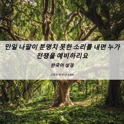 Picture 06 - 고린도전서 14:8 KOR - 만일 나팔이 분명치 못한 소리를 - Bible Verse Picture