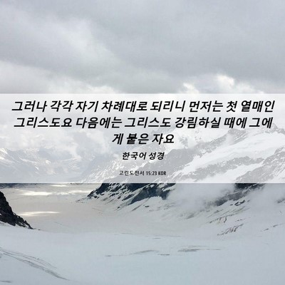 Picture 06 - 고린도전서 15:23 KOR - 그러나 각각 자기 차례대로 되리니 - Bible Verse Picture