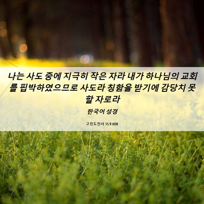 Picture 06 - 고린도전서 15:9 KOR - 나는 사도 중에 지극히 작은 자라 - Bible Verse Picture